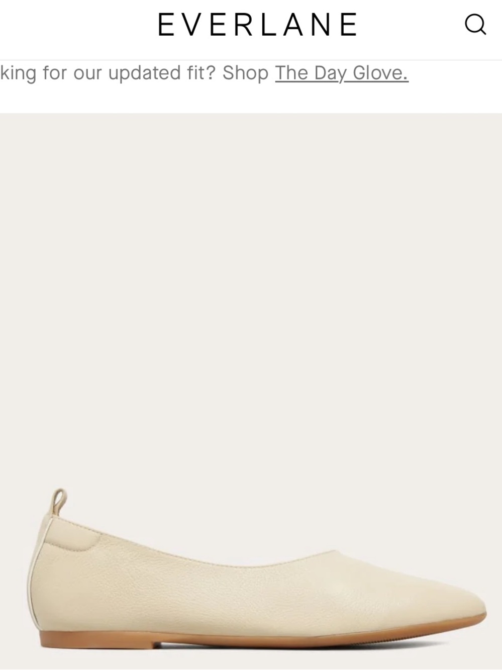 Everlane Cream Leather Pointed Ballet Flat - Neutral Leather Loafer